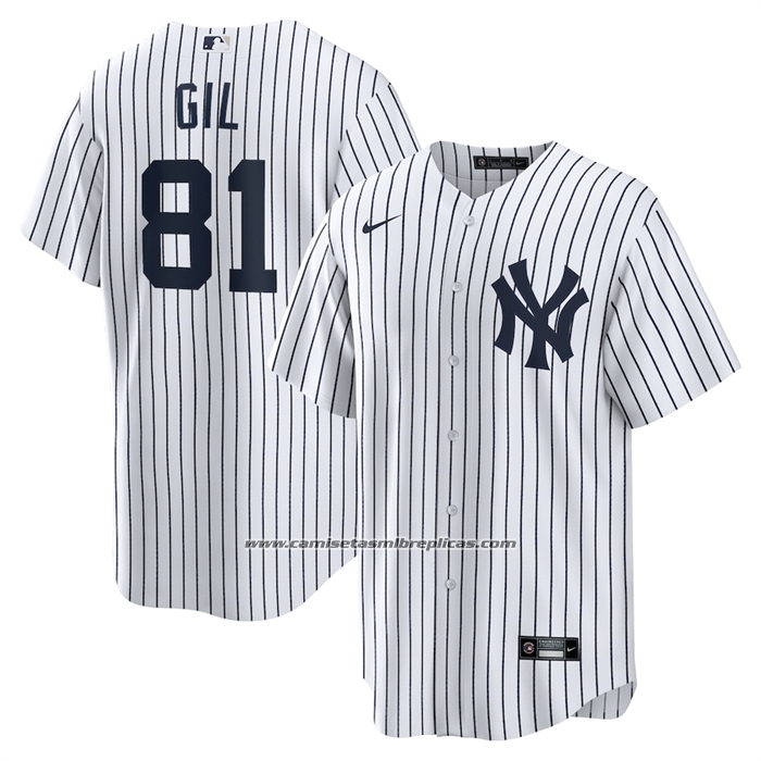 Camiseta Beisbol Hombre New York Yankees Luis Gil Primera Replica Blanco